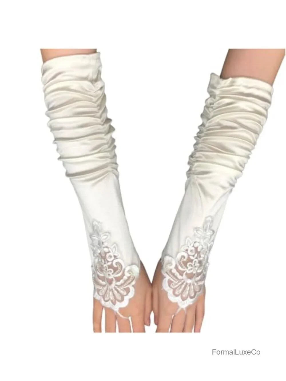 Fingerless Satin Gloves Long Stretchy Opera Gloves for Wedding Bridal Prom Party